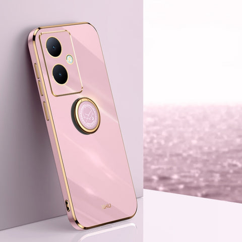 XINLI Straight Edge 6D Electroplate TPU Phone Case with Ring Holder, For vivo Y17S 4G, For vivo Y35M+, For vivo S17, For vivo S17e, For vivo Y78+, For vivo iQOO Pro