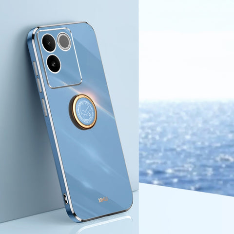 XINLI Straight Edge 6D Electroplate TPU Phone Case with Ring Holder, For vivo Y17S 4G, For vivo Y35M+, For vivo S17, For vivo S17e, For vivo Y78+, For vivo iQOO Pro