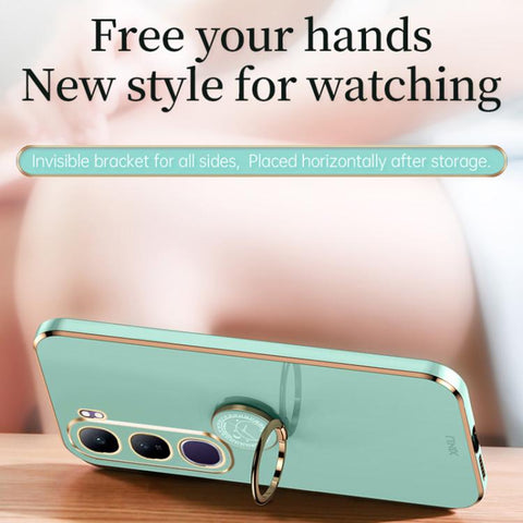 XINLI Straight Edge 6D Electroplate TPU Phone Case with Ring Holder, For vivo V40 Lite 5G, For vivo S18 Pro, For vivo S18e, For vivo X100 Pro 5G, For vivo iQOO 12 Pro 5G, For vivo iQOO 12 5G