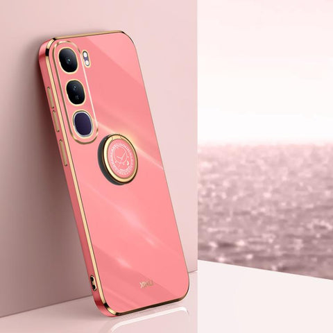 XINLI Straight Edge 6D Electroplate TPU Phone Case with Ring Holder, For vivo V40 Lite 5G, For vivo S18 Pro, For vivo S18e, For vivo X100 Pro 5G, For vivo iQOO 12 Pro 5G, For vivo iQOO 12 5G