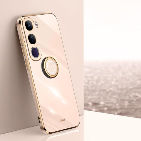 XINLI Straight Edge 6D Electroplate TPU Phone Case with Ring Holder, For vivo V40 Lite 5G, For vivo S18 Pro, For vivo S18e, For vivo X100 Pro 5G, For vivo iQOO 12 Pro 5G, For vivo iQOO 12 5G