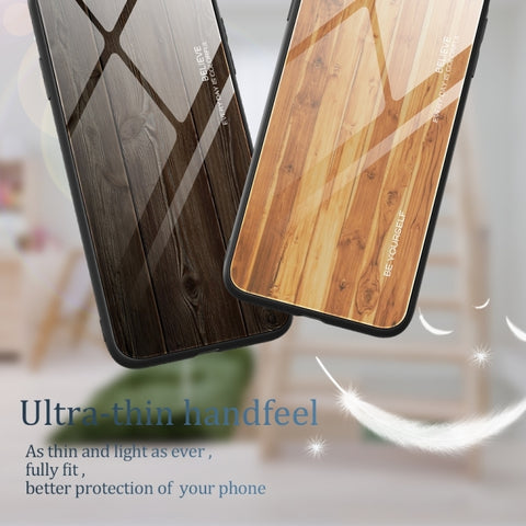 Wood Grain Glass TPU Phone Case, For Xiaomi Redmi Note 12 4G Global, For Xiaomi Redmi Note 12 Turbo