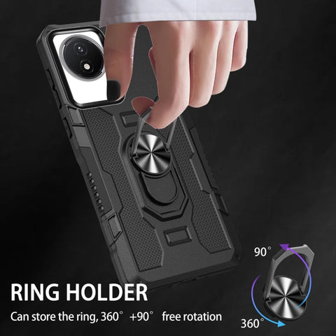 Ring Holder Armor Hybrid Phone Case, For vivo Y02, For vivo V27e, For vivo V27