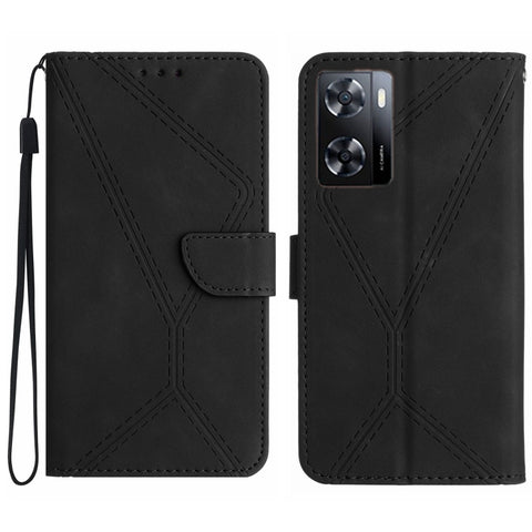 Stitching Embossed Leather Phone Case, For OPPO A17 / A17K, For OPPO A54 4G / A16, For OPPO A54 5G / A74 5G, For OPPO A55s JP, For OPPO A57 4G / A77 4G, For OPPO A78 5G, For OPPO Reno7 A JP, For OPPO Reno8 4G / Reno7 4G