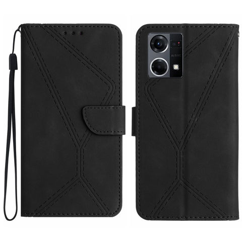 Stitching Embossed Leather Phone Case, For OPPO A17 / A17K, For OPPO A54 4G / A16, For OPPO A54 5G / A74 5G, For OPPO A55s JP, For OPPO A57 4G / A77 4G, For OPPO A78 5G, For OPPO Reno7 A JP, For OPPO Reno8 4G / Reno7 4G