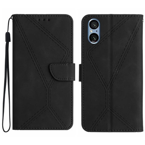 Stitching Embossed Leather Phone Case, For Sony Xperia 1 III, For Sony Xperia 1 IV, For Sony Xperia 1 V, For Sony Xperia 5 III, For Sony Xperia 5 IV, For Sony Xperia 5 V, For Sony Xperia 10 III, For Sony Xperia 10 IV