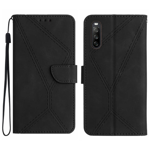 Stitching Embossed Leather Phone Case, For Sony Xperia 1 III, For Sony Xperia 1 IV, For Sony Xperia 1 V, For Sony Xperia 5 III, For Sony Xperia 5 IV, For Sony Xperia 5 V, For Sony Xperia 10 III, For Sony Xperia 10 IV