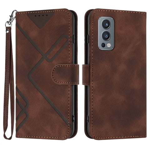 Line Pattern Skin Feel Leather Phone Case, For OnePlus Nord 2 5G, For OnePlus 9 Pro, For OnePlus 9, For OnePlus 8 Pro