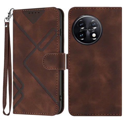 Line Pattern Skin Feel Leather Phone Case, For OnePlus Turbo 6 / 6V, For OnePlus Ace 6, For OnePlus 15, For OnePlus 13T, For OnePlus Ace 5 / 13R Global, For OnePlus 12, For OnePlus Ace 2V, For OnePlus 11