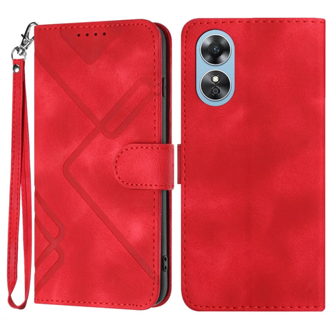 Line Pattern Skin Feel Leather Phone Case, For OPPO A1 Pro / Reno8 T 5G Global, For OPPO A77 4G Global, For OPPO A98 5G, For OPPO A17, For OPPO A57e 4G Global/A57s 4G Global, For OPPO A57s 4G/A77 5G/A57 5G, For OPPO A57 5G/A77 5G/A57 4G Global         ...
