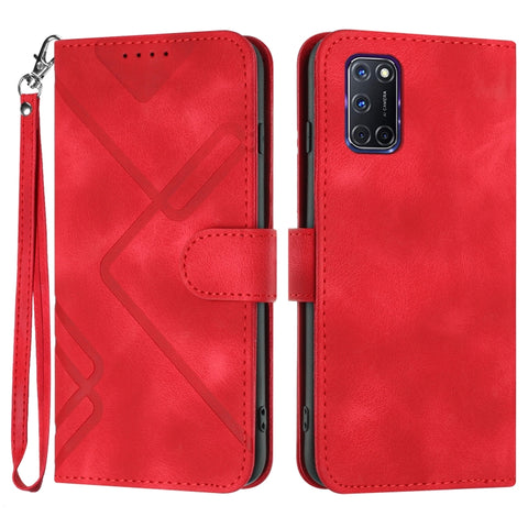 Line Pattern Skin Feel Leather Phone Case, For OPPO A74 5G/A93 5G/A54 5G, For OPPO Reno5 4G / 5G / Find X3 Lite, For OPPO A15 / A15s, For OPPO A53s / A32 / A53, For OPPO A52 / A72 / A92, For OPPO A9 2020/A5 2020