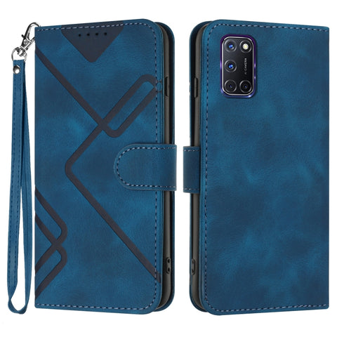 Line Pattern Skin Feel Leather Phone Case, For OPPO A74 5G/A93 5G/A54 5G, For OPPO Reno5 4G / 5G / Find X3 Lite, For OPPO A15 / A15s, For OPPO A53s / A32 / A53, For OPPO A52 / A72 / A92, For OPPO A9 2020/A5 2020