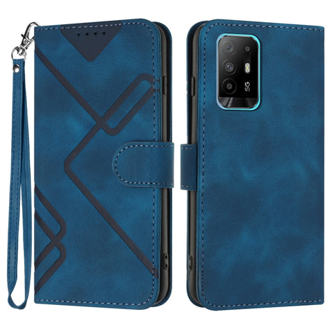 Line Pattern Skin Feel Leather Phone Case, For OPPO Reno8 5G, For OPPO A36 / A76 / A96 / K10 4G, For OPPO Reno6 Z 5G/Reno5 F/Reno5 Lite, For OPPO A16, For OPPO A16 4G/A55 5G/A53s 5G, For OPPO Reno6 Pro+ 5G, For OPPO A94 4G/A95 5G/Reno5 Z               ...