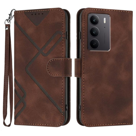 Line Pattern Skin Feel Leather Phone Case, For Realme GT 7 India, For Realme 14 / P3 5G Global, For Realme P3 Ultra 5G, For Realme P3 Pro, For Realme 14 Pro+, For Realme 14 Pro, For Realme 14x Global, For Realme C75 Global