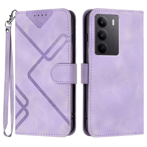 Line Pattern Skin Feel Leather Phone Case, For Realme GT 7 India, For Realme 14 / P3 5G Global, For Realme P3 Ultra 5G, For Realme P3 Pro, For Realme 14 Pro+, For Realme 14 Pro, For Realme 14x Global, For Realme C75 Global
