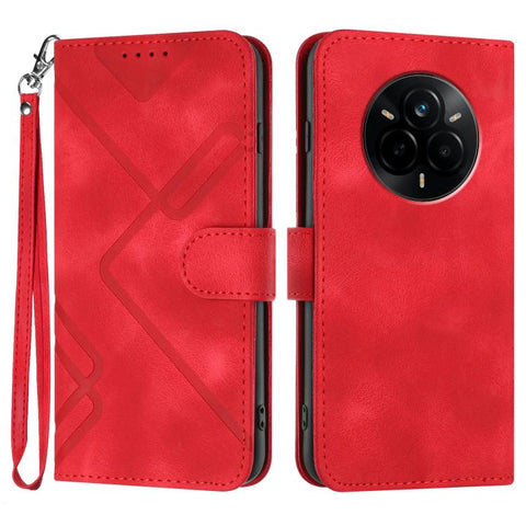 Line Pattern Skin Feel Leather Phone Case, For Realme GT 7 India, For Realme 14 / P3 5G Global, For Realme P3 Ultra 5G, For Realme P3 Pro, For Realme 14 Pro+, For Realme 14 Pro, For Realme 14x Global, For Realme C75 Global