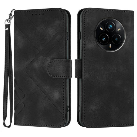 Line Pattern Skin Feel Leather Phone Case, For Realme GT 7 India, For Realme 14 / P3 5G Global, For Realme P3 Ultra 5G, For Realme P3 Pro, For Realme 14 Pro+, For Realme 14 Pro, For Realme 14x Global, For Realme C75 Global