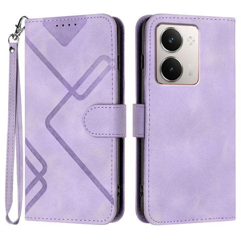 Line Pattern Skin Feel Leather Phone Case, For Realme GT 7 India, For Realme 14 / P3 5G Global, For Realme P3 Ultra 5G, For Realme P3 Pro, For Realme 14 Pro+, For Realme 14 Pro, For Realme 14x Global, For Realme C75 Global