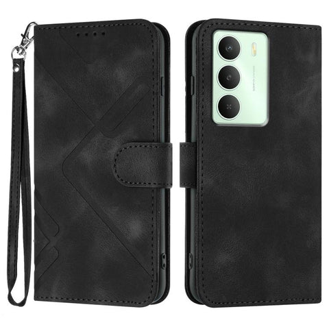 Line Pattern Skin Feel Leather Phone Case, For Realme GT 7 India, For Realme 14 / P3 5G Global, For Realme P3 Ultra 5G, For Realme P3 Pro, For Realme 14 Pro+, For Realme 14 Pro, For Realme 14x Global, For Realme C75 Global