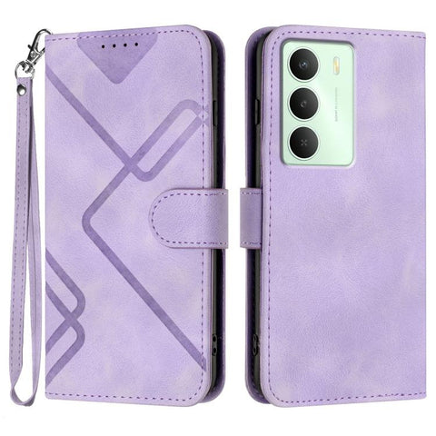 Line Pattern Skin Feel Leather Phone Case, For Realme GT 7 India, For Realme 14 / P3 5G Global, For Realme P3 Ultra 5G, For Realme P3 Pro, For Realme 14 Pro+, For Realme 14 Pro, For Realme 14x Global, For Realme C75 Global