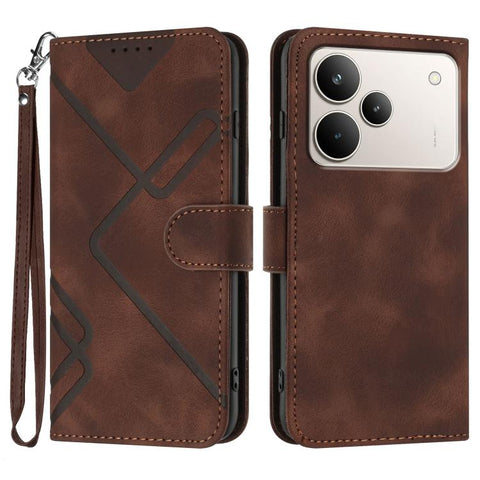 Line Pattern Skin Feel Leather Phone Case, For Realme 16T 5G, For Realme C100 4G, For Realme 15x 5G India / Realme C85 5G, For Realme P4 Pro 5G, For Realme P4 5G, For Realme 15T 5G, For Realme C71 India, For Realme 15 5G / Realme 15 Pro 5G
