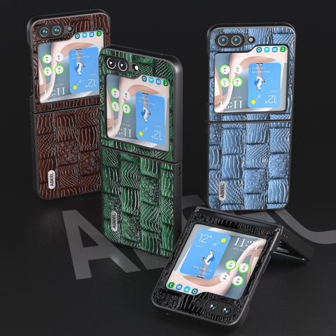 ABEEL Genuine Leather Mahjong Texture Series Phone Case, For Samsung Galaxy Z Flip5, For Samsung Galaxy Z Fold5