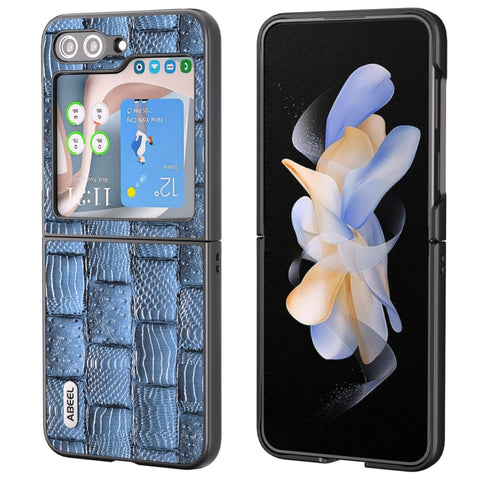 ABEEL Genuine Leather Mahjong Texture Series Phone Case, For Samsung Galaxy Z Flip5, For Samsung Galaxy Z Fold5
