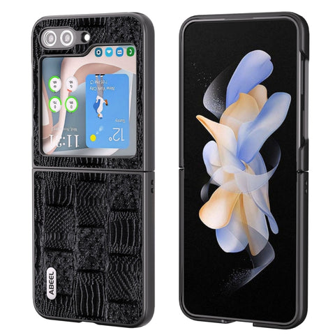 ABEEL Genuine Leather Mahjong Texture Series Phone Case, For Samsung Galaxy Z Flip5, For Samsung Galaxy Z Fold5