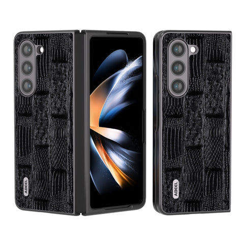 ABEEL Genuine Leather Mahjong Texture Series Phone Case, For Samsung Galaxy Z Flip5, For Samsung Galaxy Z Fold5