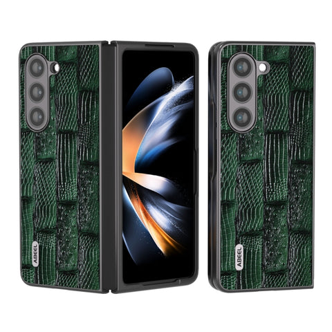 ABEEL Genuine Leather Mahjong Texture Series Phone Case, For Samsung Galaxy Z Flip5, For Samsung Galaxy Z Fold5