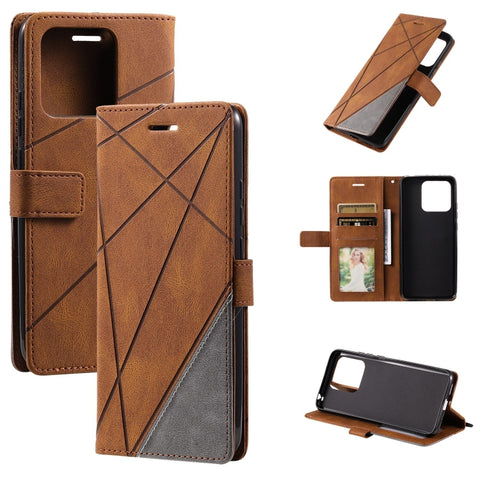 Skin Feel Splicing Leather Phone Case, For Xiaomi Redmi Note 13 Pro+, For Xiaomi Redmi Note 13 Pro 5G, For Xiaomi 13T / Redmi K60 Ultra, For Redmi 12 4G, For Xiaomi POCO F5, For Redmi K60 / K60 Pro, For Redmi Note 12S 4G Global                         ...