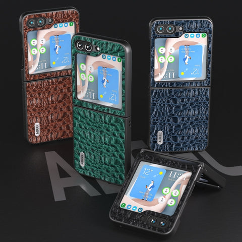 ABEEL Genuine Leather Sky Series Black Edge Phone Case, For Samsung Galaxy Z Flip5, For Samsung Galaxy Z Fold5