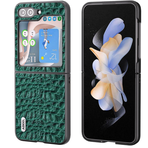 ABEEL Genuine Leather Sky Series Black Edge Phone Case, For Samsung Galaxy Z Flip5, For Samsung Galaxy Z Fold5