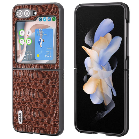 ABEEL Genuine Leather Sky Series Black Edge Phone Case, For Samsung Galaxy Z Flip5, For Samsung Galaxy Z Fold5