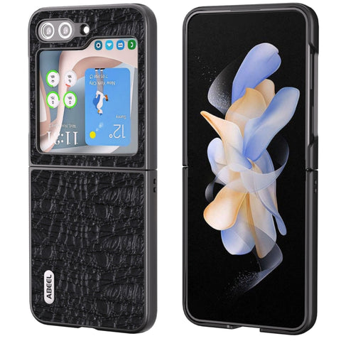 ABEEL Genuine Leather Sky Series Black Edge Phone Case, For Samsung Galaxy Z Flip5, For Samsung Galaxy Z Fold5