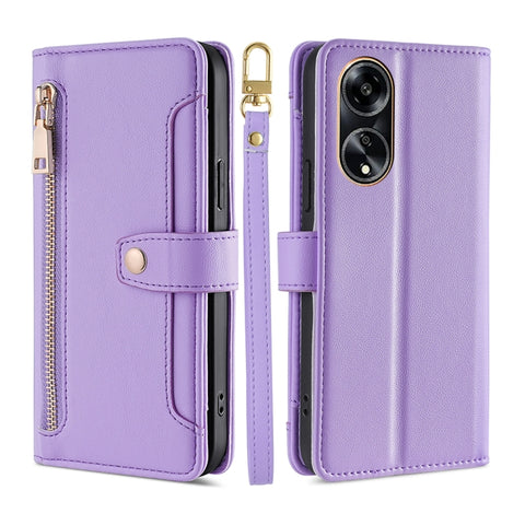 Sheep Texture Cross-body Zipper Wallet Leather Phone Case, For OPPO A78 4G, For OPPO Reno10 Pro+ 5G, For OPPO A1 5G, For OPPO Reno8 T 4G, For OPPO Reno8 T 5G / A1 Pro 5G, For OPPO Reno7 4G / F21 Pro 4G, For OPPO Find X5 Pro