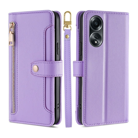 Sheep Texture Cross-body Zipper Wallet Leather Phone Case, For OPPO Reno11 F 5G, For OPPO Find X7 5G, For OPPO Find X7 Ultra 5G, For OPPO A38 4G / A18 4G, For OPPO A2 Pro 5G, For OPPO A58 4G, For OPPO Reno10 5G / Reno10 Pro 5G Global                   ...
