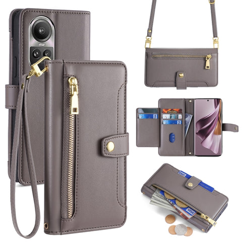 Sheep Texture Cross-body Zipper Wallet Leather Phone Case, For OPPO Reno11 F 5G, For OPPO Find X7 5G, For OPPO Find X7 Ultra 5G, For OPPO A38 4G / A18 4G, For OPPO A2 Pro 5G, For OPPO A58 4G, For OPPO Reno10 5G / Reno10 Pro 5G Global                   ...