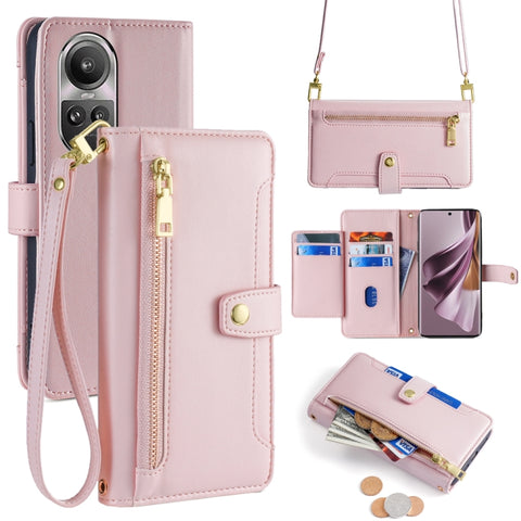 Sheep Texture Cross-body Zipper Wallet Leather Phone Case, For OPPO Reno11 F 5G, For OPPO Find X7 5G, For OPPO Find X7 Ultra 5G, For OPPO A38 4G / A18 4G, For OPPO A2 Pro 5G, For OPPO A58 4G, For OPPO Reno10 5G / Reno10 Pro 5G Global                   ...