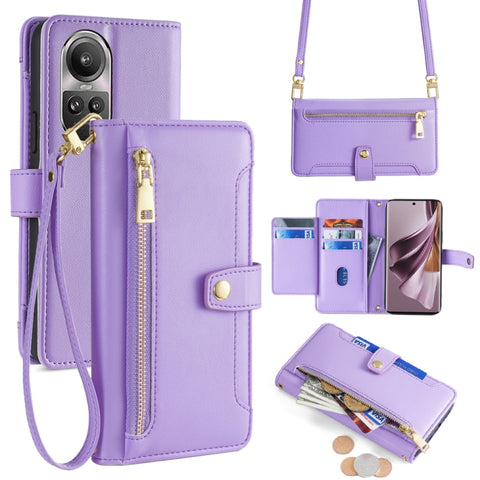 Sheep Texture Cross-body Zipper Wallet Leather Phone Case, For OPPO Reno11 F 5G, For OPPO Find X7 5G, For OPPO Find X7 Ultra 5G, For OPPO A38 4G / A18 4G, For OPPO A2 Pro 5G, For OPPO A58 4G, For OPPO Reno10 5G / Reno10 Pro 5G Global                   ...