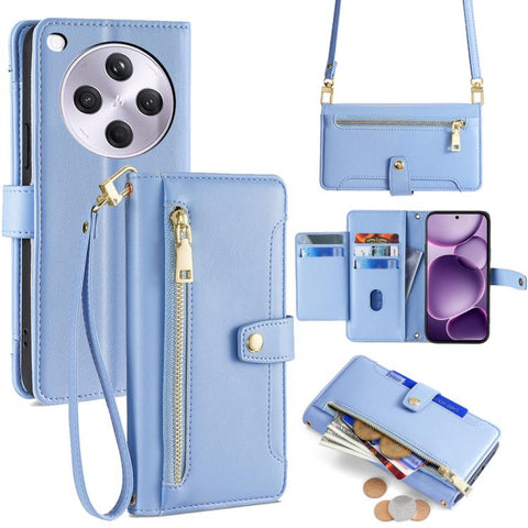 Sheep Texture Cross-body Zipper Wallet Leather Phone Case, For OPPO Find X9 Pro 5G, For OPPO K13 Turbo Pro 5G, For OPPO Reno14 F 5G, For OPPO A5x 5G Global, For OPPO A5 5G 2025 Global, For OPPO Reno14 Pro 5G, For OPPO Reno14 5G, For OPPO Find X8s+ 5G