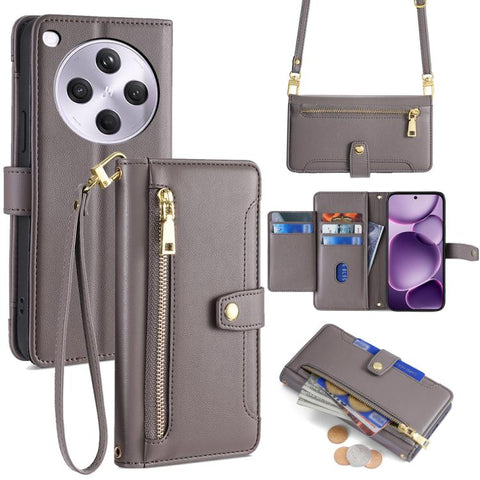 Sheep Texture Cross-body Zipper Wallet Leather Phone Case, For OPPO Find X9 Pro 5G, For OPPO K13 Turbo Pro 5G, For OPPO Reno14 F 5G, For OPPO A5x 5G Global, For OPPO A5 5G 2025 Global, For OPPO Reno14 Pro 5G, For OPPO Reno14 5G, For OPPO Find X8s+ 5G