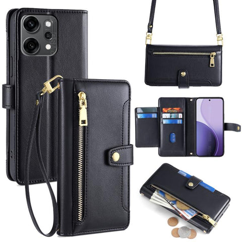 Sheep Texture Cross-body Zipper Wallet Leather Phone Case, For OPPO Find X9 Pro 5G, For OPPO K13 Turbo Pro 5G, For OPPO Reno14 F 5G, For OPPO A5x 5G Global, For OPPO A5 5G 2025 Global, For OPPO Reno14 Pro 5G, For OPPO Reno14 5G, For OPPO Find X8s+ 5G