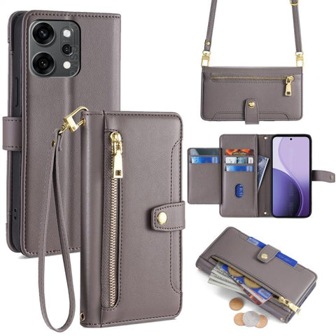 Sheep Texture Cross-body Zipper Wallet Leather Phone Case, For OPPO Find X9 Pro 5G, For OPPO K13 Turbo Pro 5G, For OPPO Reno14 F 5G, For OPPO A5x 5G Global, For OPPO A5 5G 2025 Global, For OPPO Reno14 Pro 5G, For OPPO Reno14 5G, For OPPO Find X8s+ 5G