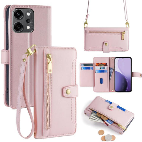 Sheep Texture Cross-body Zipper Wallet Leather Phone Case, For OPPO Find X9 Pro 5G, For OPPO K13 Turbo Pro 5G, For OPPO Reno14 F 5G, For OPPO A5x 5G Global, For OPPO A5 5G 2025 Global, For OPPO Reno14 Pro 5G, For OPPO Reno14 5G, For OPPO Find X8s+ 5G
