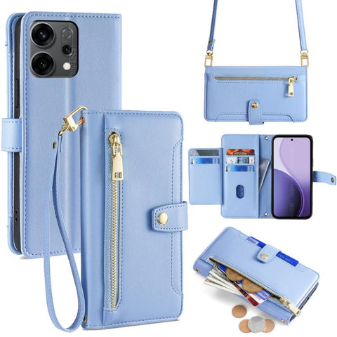 Sheep Texture Cross-body Zipper Wallet Leather Phone Case, For OPPO Find X9 Pro 5G, For OPPO K13 Turbo Pro 5G, For OPPO Reno14 F 5G, For OPPO A5x 5G Global, For OPPO A5 5G 2025 Global, For OPPO Reno14 Pro 5G, For OPPO Reno14 5G, For OPPO Find X8s+ 5G