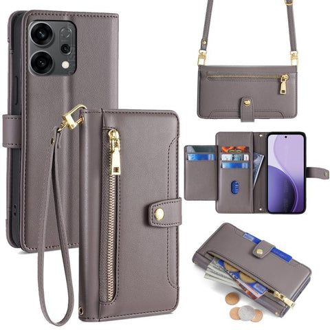 Sheep Texture Cross-body Zipper Wallet Leather Phone Case, For OPPO Find X9 Pro 5G, For OPPO K13 Turbo Pro 5G, For OPPO Reno14 F 5G, For OPPO A5x 5G Global, For OPPO A5 5G 2025 Global, For OPPO Reno14 Pro 5G, For OPPO Reno14 5G, For OPPO Find X8s+ 5G