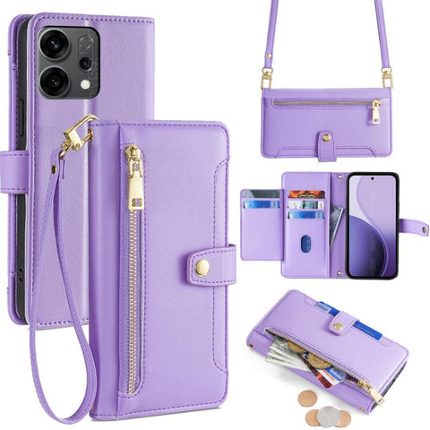 Sheep Texture Cross-body Zipper Wallet Leather Phone Case, For OPPO Find X9 Pro 5G, For OPPO K13 Turbo Pro 5G, For OPPO Reno14 F 5G, For OPPO A5x 5G Global, For OPPO A5 5G 2025 Global, For OPPO Reno14 Pro 5G, For OPPO Reno14 5G, For OPPO Find X8s+ 5G