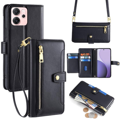 Sheep Texture Cross-body Zipper Wallet Leather Phone Case, For OPPO Find X9 Pro 5G, For OPPO K13 Turbo Pro 5G, For OPPO Reno14 F 5G, For OPPO A5x 5G Global, For OPPO A5 5G 2025 Global, For OPPO Reno14 Pro 5G, For OPPO Reno14 5G, For OPPO Find X8s+ 5G