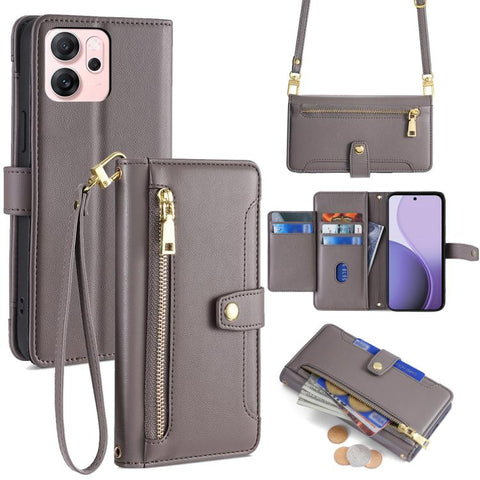 Sheep Texture Cross-body Zipper Wallet Leather Phone Case, For OPPO Find X9 Pro 5G, For OPPO K13 Turbo Pro 5G, For OPPO Reno14 F 5G, For OPPO A5x 5G Global, For OPPO A5 5G 2025 Global, For OPPO Reno14 Pro 5G, For OPPO Reno14 5G, For OPPO Find X8s+ 5G